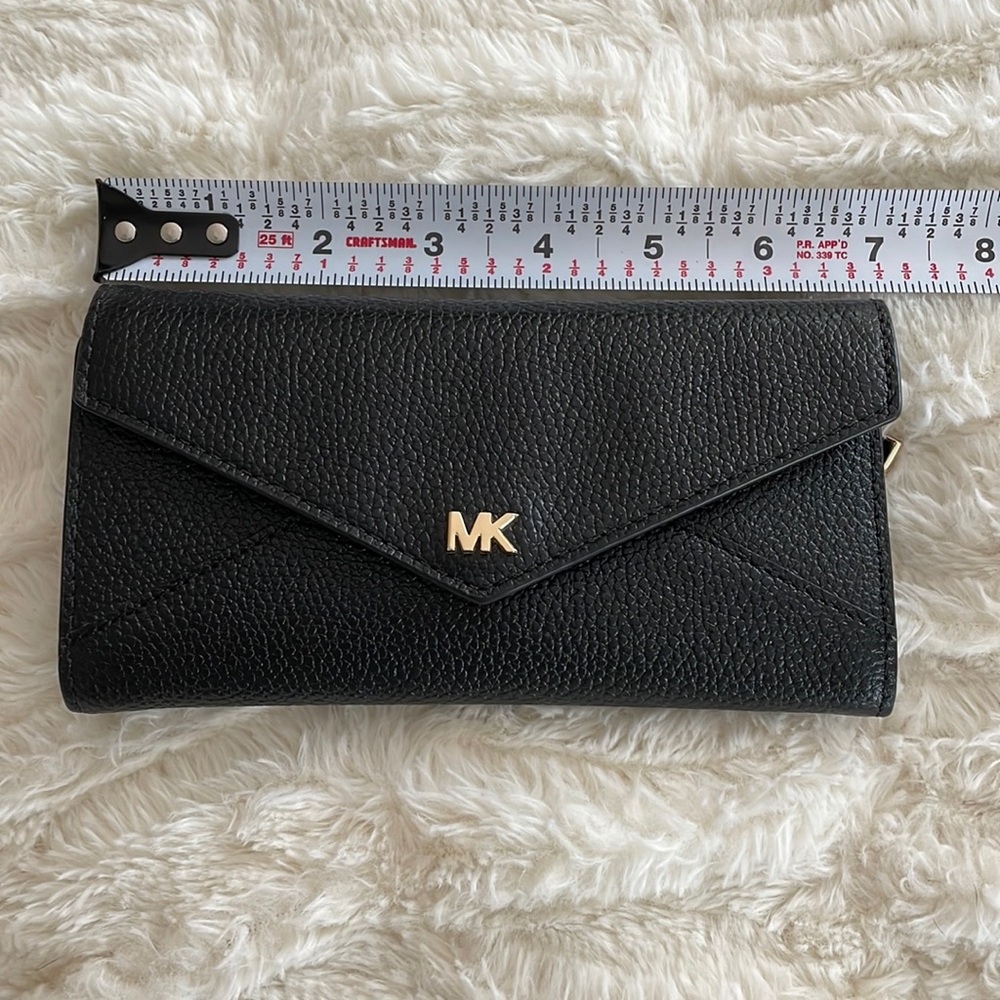 Michael Kors Black leather envelope wallet with gold detail